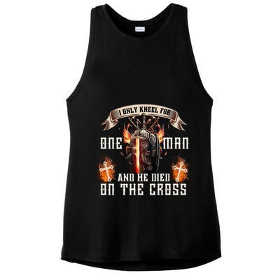 Kneel For One Man And He Died On The Cross Ladies PosiCharge Tri-Blend Wicking Tank