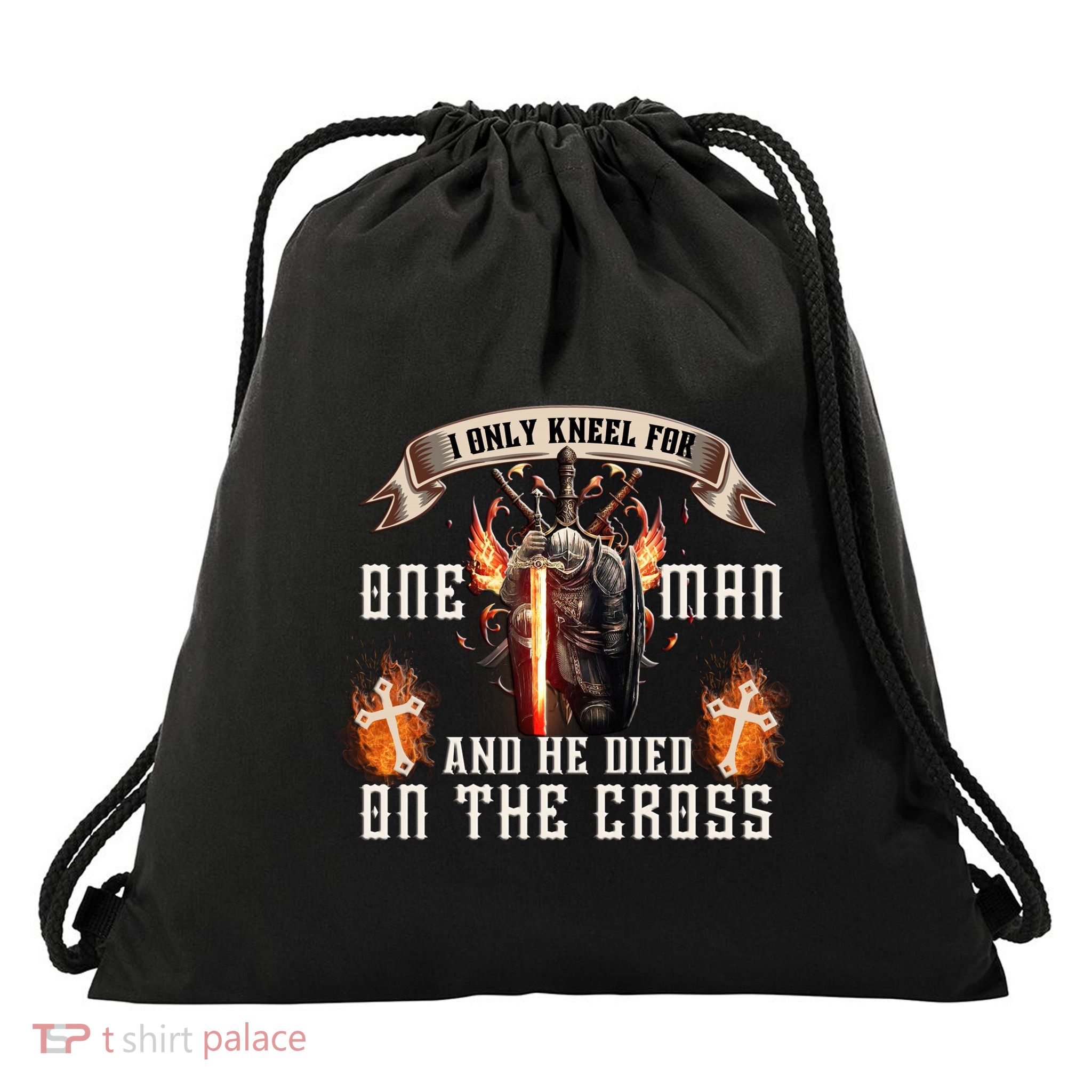 Kneel For One Man And He Died On The Cross Drawstring Bag