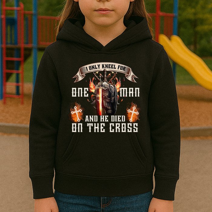 Kneel For One Man And He Died On The Cross Kids Hoodie