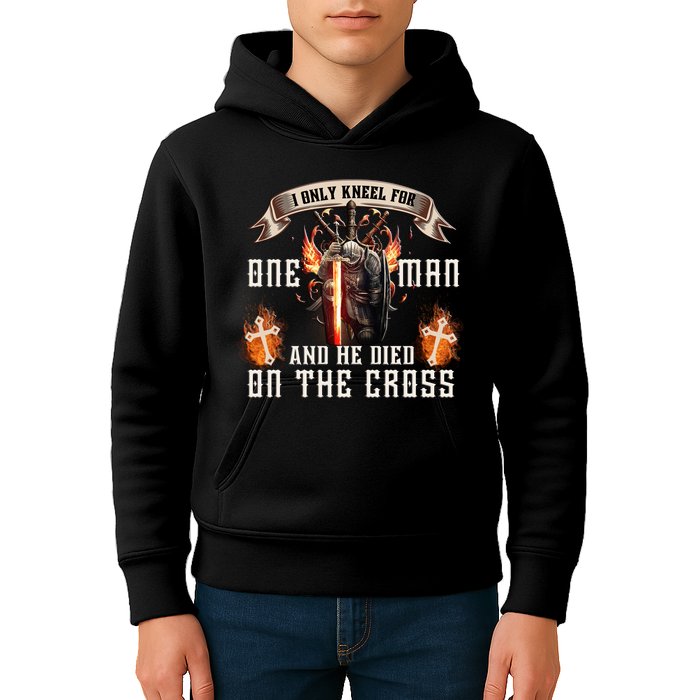 Kneel For One Man And He Died On The Cross Kids Hoodie