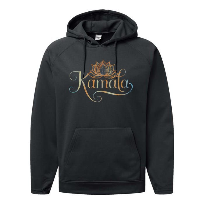 Kamala For President Lotus Flower Vote Blue 2024 Performance Fleece Hoodie