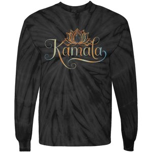 Kamala For President Lotus Flower Vote Blue 2024 Tie-Dye Long Sleeve Shirt