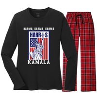 Kamala For President Slogan Statue Liberty Pro Harris Women's Long Sleeve Flannel Pajama Set 