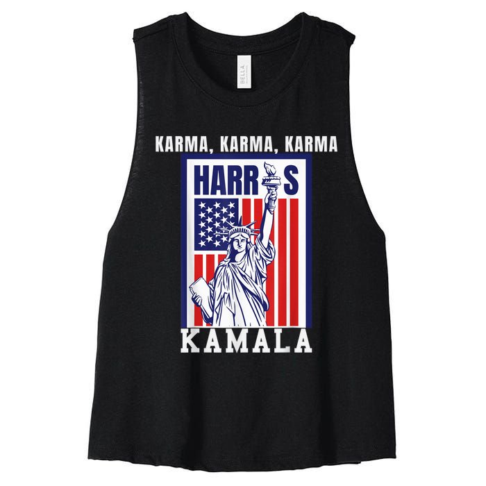 Kamala For President Slogan Statue Liberty Pro Harris Women's Racerback Cropped Tank