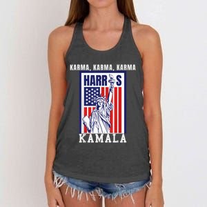 Kamala For President Slogan Statue Liberty Pro Harris Women's Knotted Racerback Tank