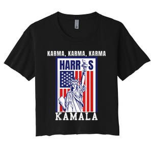 Kamala For President Slogan Statue Liberty Pro Harris Women's Crop Top Tee