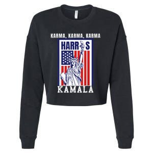 Kamala For President Slogan Statue Liberty Pro Harris Cropped Pullover Crew