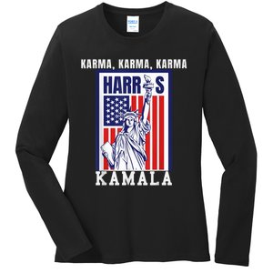 Kamala For President Slogan Statue Liberty Pro Harris Ladies Long Sleeve Shirt