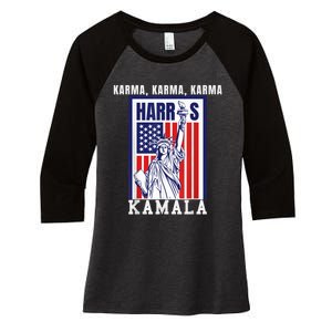 Kamala For President Slogan Statue Liberty Pro Harris Women's Tri-Blend 3/4-Sleeve Raglan Shirt