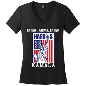 Kamala For President Slogan Statue Liberty Pro Harris Women's V-Neck T-Shirt