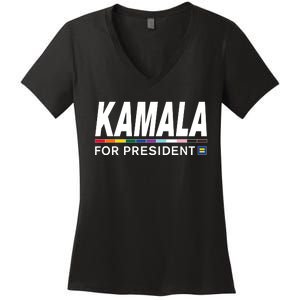 Kamala For President Pride Women's V-Neck T-Shirt