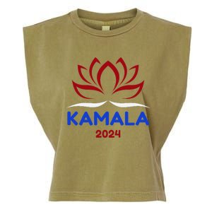 Kamala For President 2024 Sanskrit Lotus Design Garment-Dyed Women's Muscle Tee