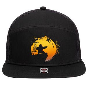 Kung Fu Panda Po Tai Chi Sunset Silhouette 7 Panel Mesh Trucker Snapback Hat