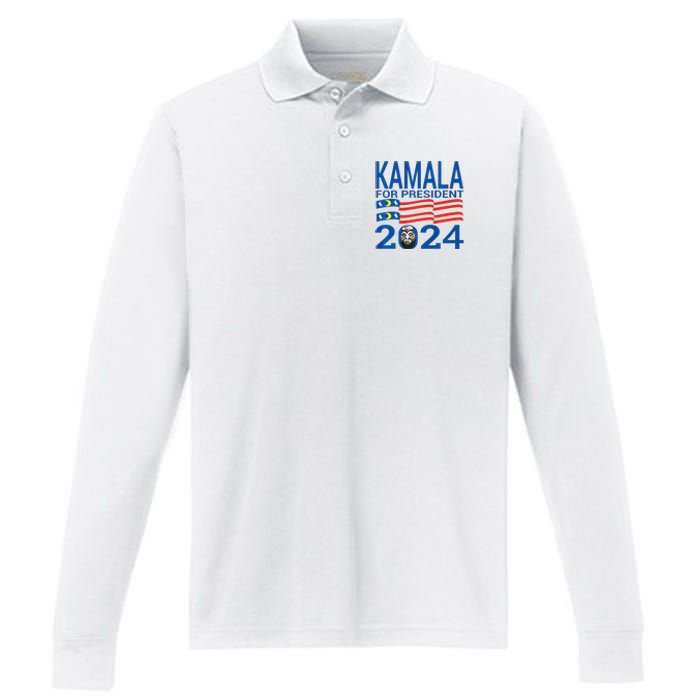 Kamala For President 2024 Wrestling Premium Performance Long Sleeve Polo