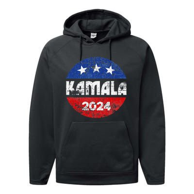 Kamala For President Kamala 2024 Long Sleeve Performance Fleece Hoodie