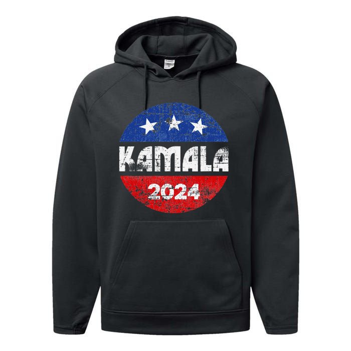 Kamala For President Kamala 2024 Long Sleeve Performance Fleece Hoodie