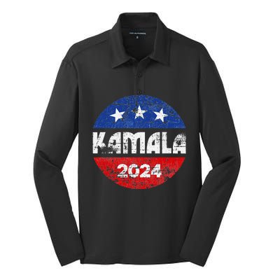 Kamala For President Kamala 2024 Long Sleeve Silk Touch Performance Long Sleeve Polo