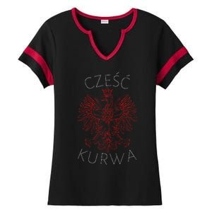 Kurwa Funny Poland Czesc Eagle Ladies Halftime Notch Neck Tee