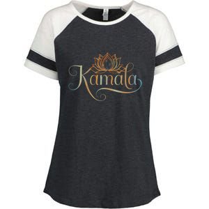 Kamala For President Lotus Flower Vote Blue 2024 Enza Ladies Jersey Colorblock Tee