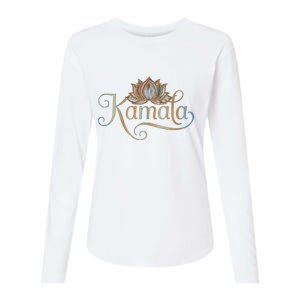 Kamala For President Lotus Flower Vote Blue 2024 Womens Cotton Relaxed Long Sleeve T-Shirt