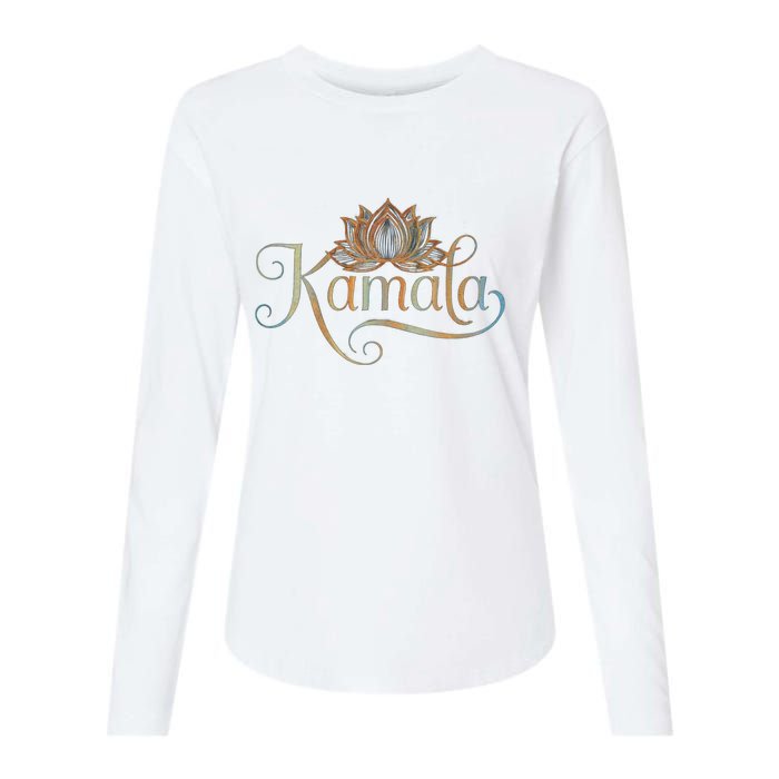 Kamala For President Lotus Flower Vote Blue 2024 Womens Cotton Relaxed Long Sleeve T-Shirt