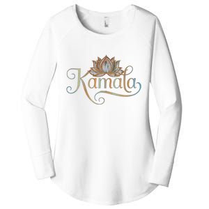 Kamala For President Lotus Flower Vote Blue 2024 Women's Perfect Tri Tunic Long Sleeve Shirt