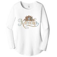 Kamala For President Lotus Flower Vote Blue 2024 Women's Perfect Tri Tunic Long Sleeve Shirt