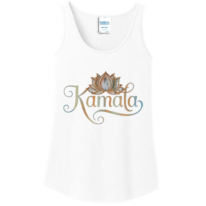 Kamala For President Lotus Flower Vote Blue 2024 Ladies Essential Tank