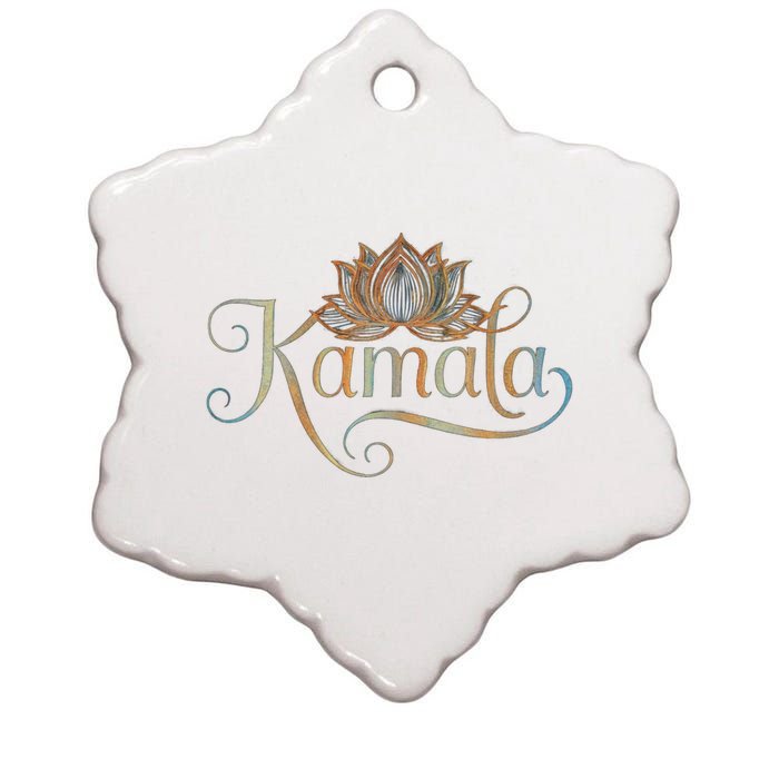 Kamala For President Lotus Flower Vote Blue 2024 Ceramic Star Ornament