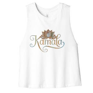 Kamala For President Lotus Flower Vote Blue 2024 Women's Racerback Cropped Tank