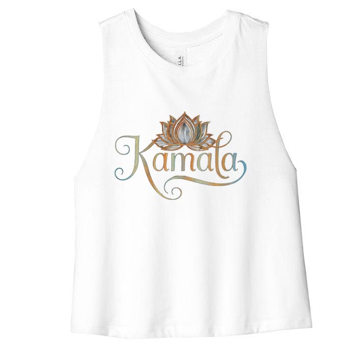 Kamala For President Lotus Flower Vote Blue 2024 Women's Racerback Cropped Tank