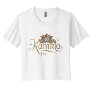 Kamala For President Lotus Flower Vote Blue 2024 Women's Crop Top Tee