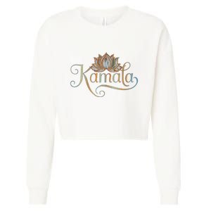 Kamala For President Lotus Flower Vote Blue 2024 Cropped Pullover Crew