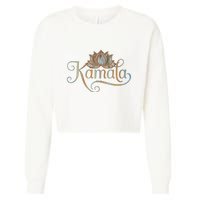 Kamala For President Lotus Flower Vote Blue 2024 Cropped Pullover Crew