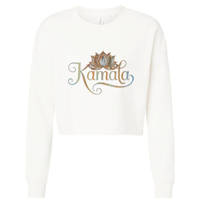 Kamala For President Lotus Flower Vote Blue 2024 Cropped Pullover Crew