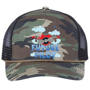 Kids Future Pilot Airplane Boy Girl Retro Rope Trucker Hat Cap