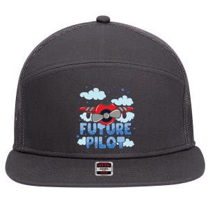 Kids Future Pilot Airplane Boy Girl 7 Panel Mesh Trucker Snapback Hat