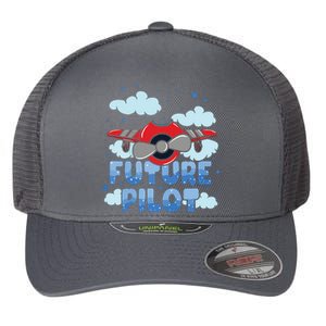 Kids Future Pilot Airplane Boy Girl Flexfit Unipanel Trucker Cap