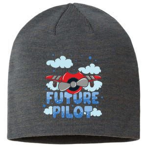 Kids Future Pilot Airplane Boy Girl Sustainable Beanie