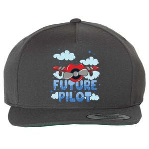 Kids Future Pilot Airplane Boy Girl Wool Snapback Cap