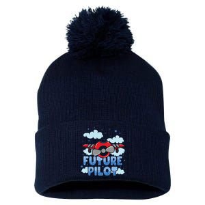 Kids Future Pilot Airplane Boy Girl Pom Pom 12in Knit Beanie