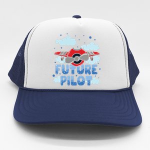 Kids Future Pilot Airplane Boy Girl Trucker Hat