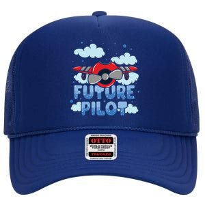 Kids Future Pilot Airplane Boy Girl High Crown Mesh Back Trucker Hat