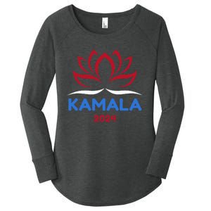 Kamala For President 2024 Sanskrit Lotus Design Women's Perfect Tri Tunic Long Sleeve Shirt