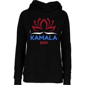 Kamala For President 2024 Sanskrit Lotus Design Womens Funnel Neck Pullover Hood