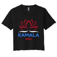 Kamala For President 2024 Sanskrit Lotus Design Women's Crop Top Tee