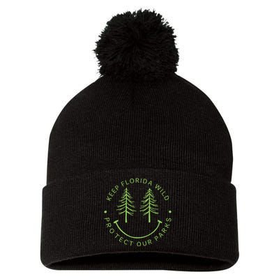 Keep Floridas Parks Protected Florida Parks Graphic Pom Pom 12in Knit Beanie