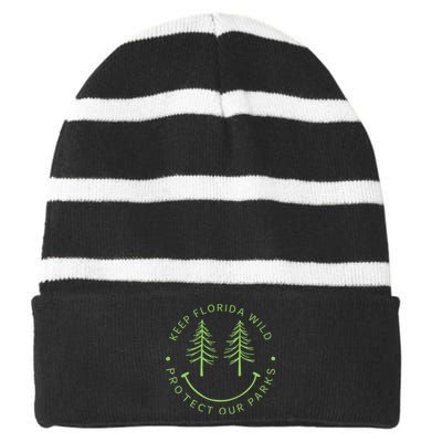 Keep Floridas Parks Protected Florida Parks Graphic Striped Beanie with Solid Band