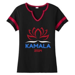 Kamala For President 2024 Sanskrit Lotus Design Ladies Halftime Notch Neck Tee