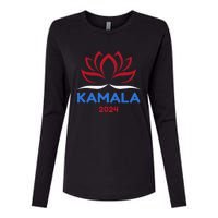 Kamala For President 2024 Sanskrit Lotus Design Womens Cotton Relaxed Long Sleeve T-Shirt